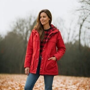 LL Bean Vintage Baxter State Parka Women’s Small Red Nylon Wool Winter Jacket